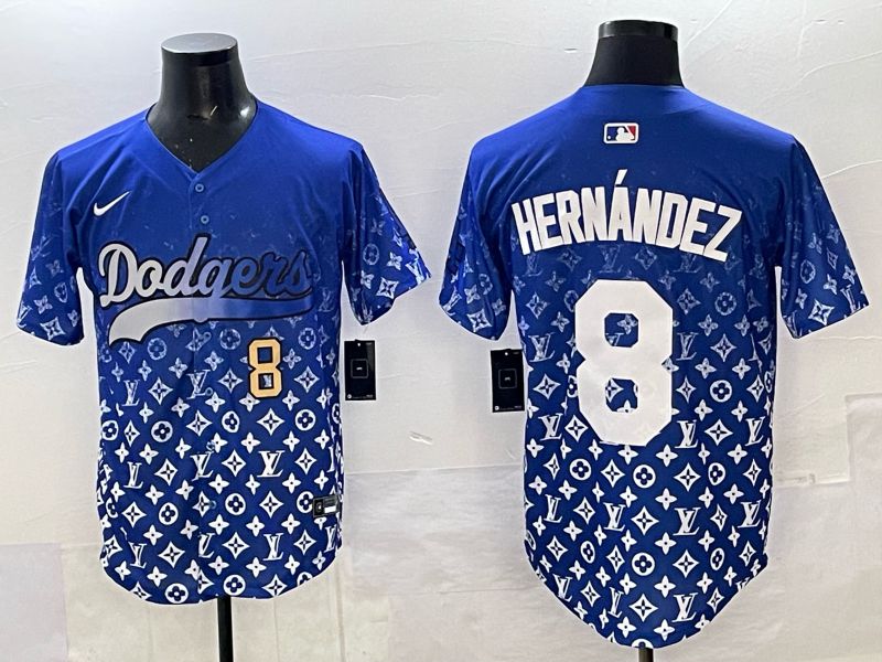 Men Los Angeles Dodgers #8 Hernandez Blue Nike 2025 MLB jersey 04